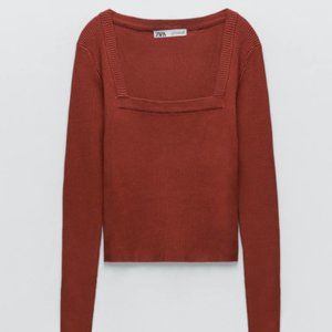 Square neck knit sweater